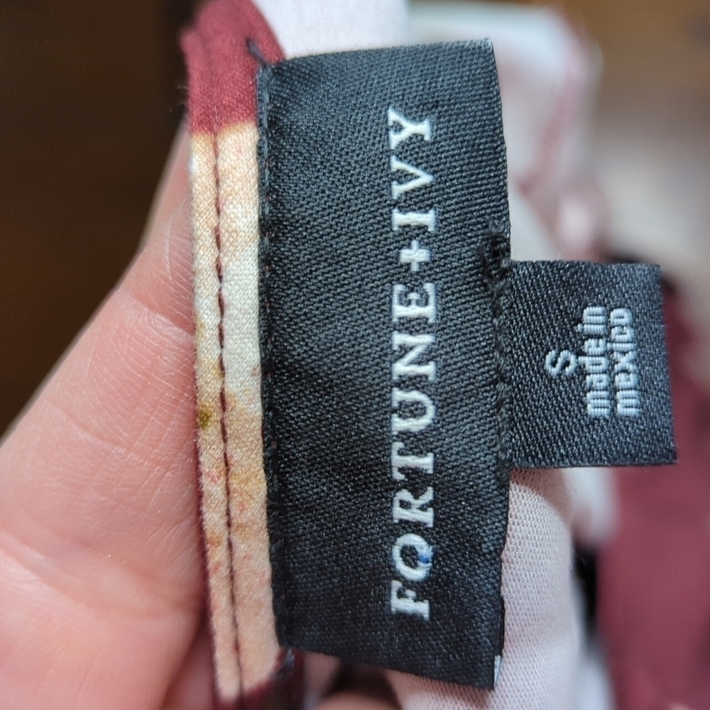 Burgundy Dress Hi low v neck knit wrap side tie Fairycore floral Feminine sz S - Picture 7 of 10